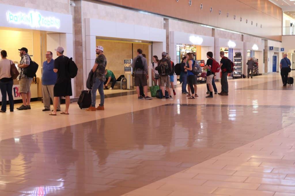 Passengers inside GSP Airport Terminal