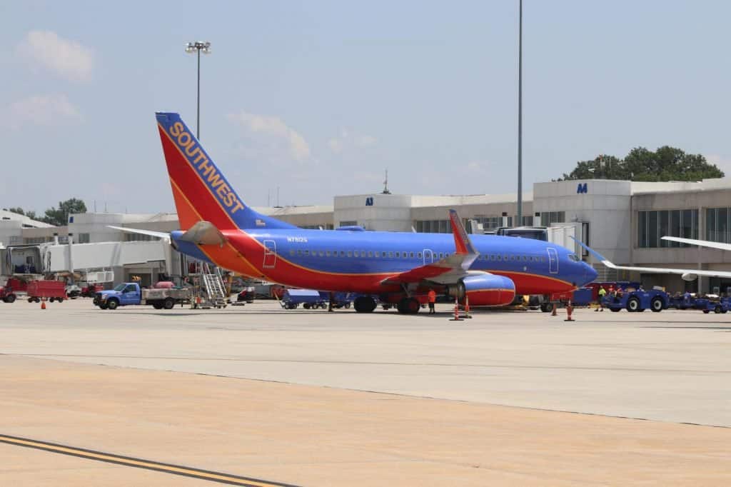 Southwest Airlines Plane on Ramp at GSP Airport