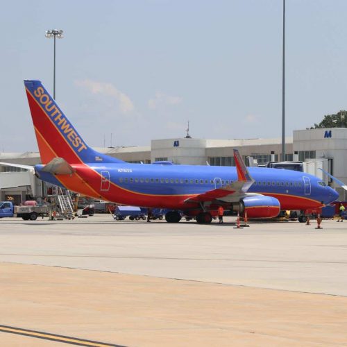 Southwest Airlines Plane on Ramp at GSP Airport